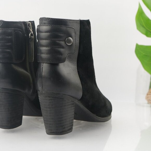 Clarks Womens Palma Rylie Boot Size 7.5 Black Suede Leather Block Heel Bootie - Picture 5 of 13